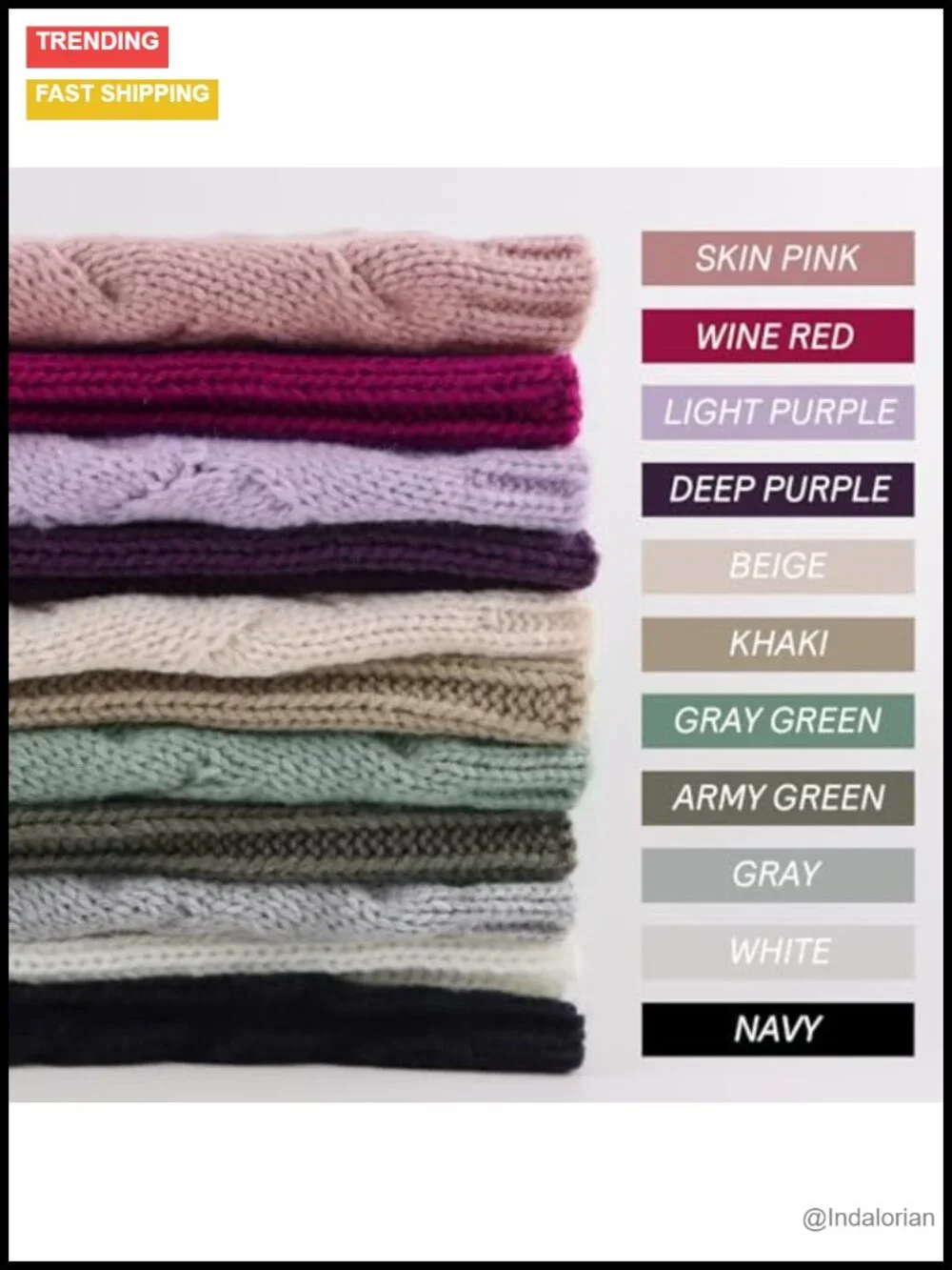 Acrylic Cable Knitted Infinity Scarf Neck Warmer Cold Weather